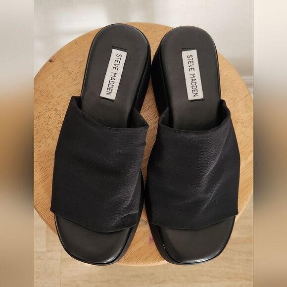 NWOT Steve Madden Women's Slinky30 Platform Sandal Size 39 in Black - Picture 12 of 14